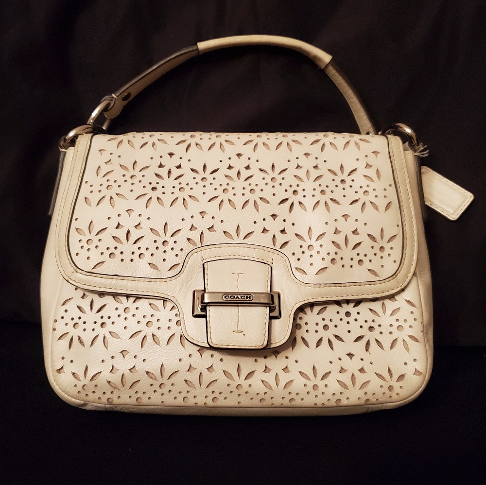 Coach Taylor Eyelet White Lace Small Mini Purse